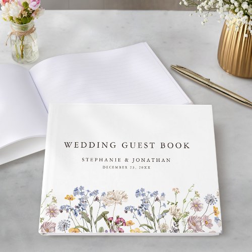 Colorful Spring Wildflower Meadow Garden Wedding Guest Book