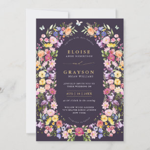 Colorful Spring Wildflower Meadow Garden Wedding Invitation