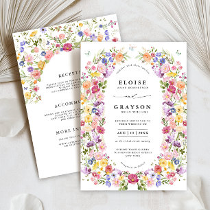 Colorful Spring Wildflower Meadow Garden Wedding  Invitation