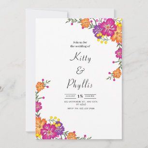 Colorful Spring Wildflower Meadow Garden Wedding Invitation