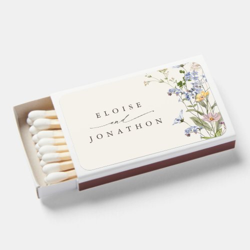 Colorful Spring Wildflower Meadow Garden Wedding Matchboxes