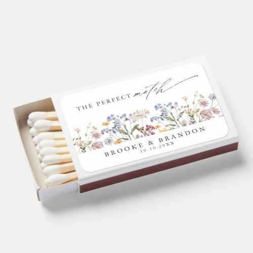 Colorful Spring Wildflower Meadow Garden Wedding  Matchboxes