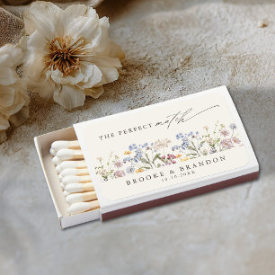 Colorful Spring Wildflower Meadow Garden Wedding Matchboxes