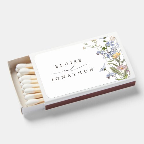 Colorful Spring Wildflower Meadow Garden Wedding  Matchboxes