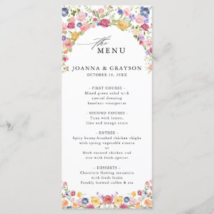 Colorful Spring Wildflower Meadow Garden Wedding Menu