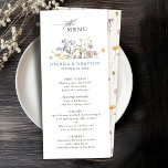 Colorful Spring Wildflower Meadow Garden Wedding  Menu<br><div class="desc">Capture the beauty of nature on your special day with our exquisite wildflower watercolor wedding menu. Elegant, unique, and blooming with love. Use the text fields to personalize your design with your own wording and details. If you want to change the font style, color or text placement, simply click the...</div>