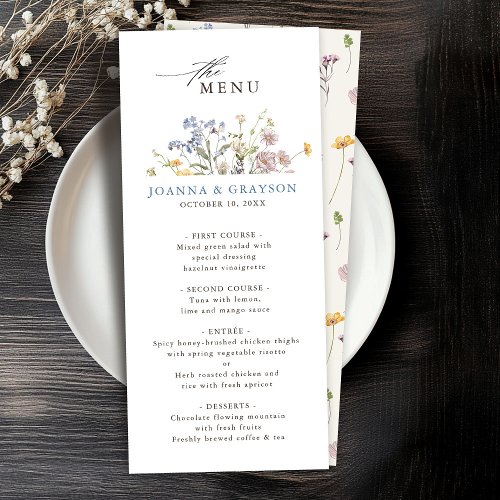 Colorful Spring Wildflower Meadow Garden Wedding Menu