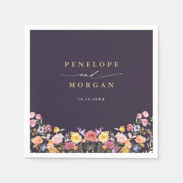 Colorful Spring Wildflower Meadow Garden Wedding  Napkins (Front)