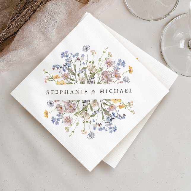 Colorful Spring Wildflower Meadow Garden Wedding  Napkins (Colorful Spring Wildflower Meadow Garden Wedding Napkins)