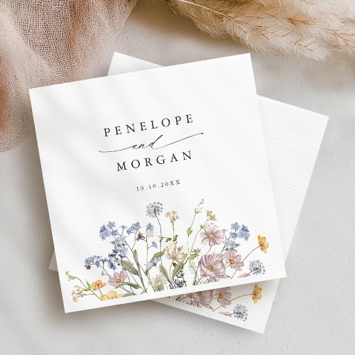 Colorful Spring Wildflower Meadow Garden Wedding Napkins