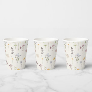 Colorful Spring Wildflower Meadow Garden Wedding  Paper Cups