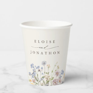 Colorful Spring Wildflower Meadow Garden Wedding  Paper Cups
