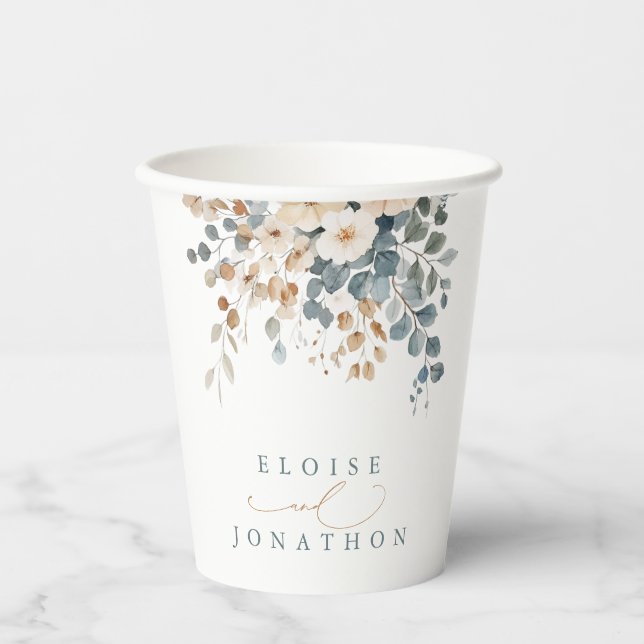 Colorful Spring Wildflower Meadow Garden Wedding  Paper Cups (Front)
