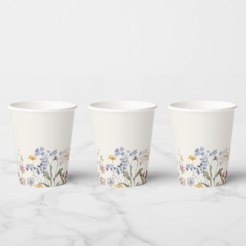 Colorful Spring Wildflower Meadow Garden Wedding  Paper Cups