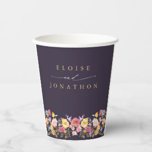 Colorful Spring Wildflower Meadow Garden Wedding Paper Cups