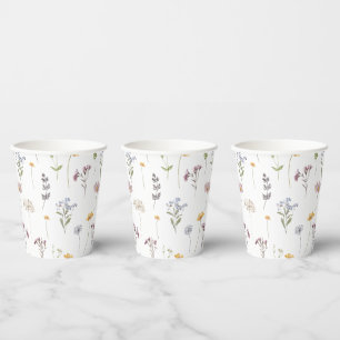 Colorful Spring Wildflower Meadow Garden Wedding Paper Cups