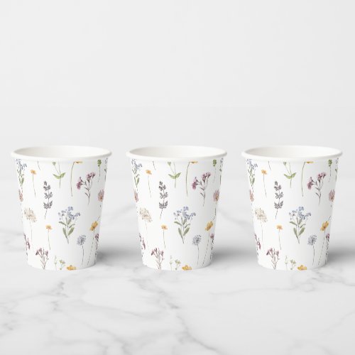 Colorful Spring Wildflower Meadow Garden Wedding  Paper Cups