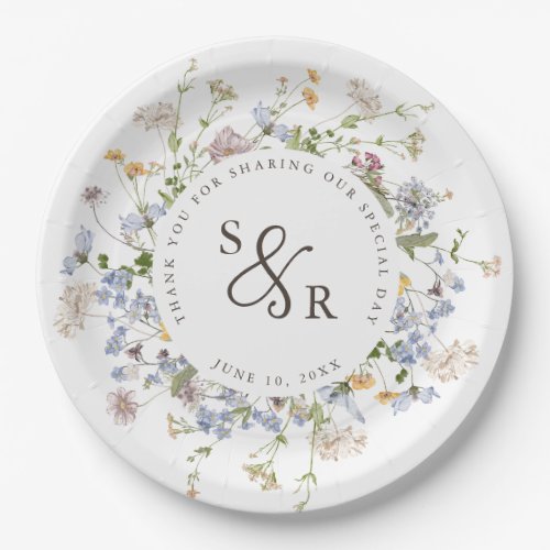 Colorful Spring Wildflower Meadow Garden Wedding Paper Plates