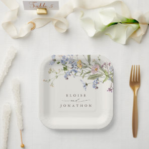 Colorful Spring Wildflower Meadow Garden Wedding Paper Plates