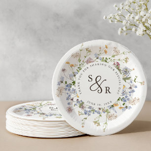 Colorful Spring Wildflower Meadow Garden Wedding Paper Plates
