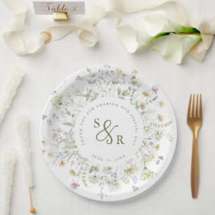 Colorful Spring Wildflower Meadow Garden Wedding Paper Plates