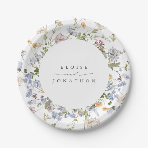 Colorful Spring Wildflower Meadow Garden Wedding Paper Plates