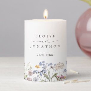 Colorful Spring Wildflower Meadow Garden Wedding  Pillar Candle