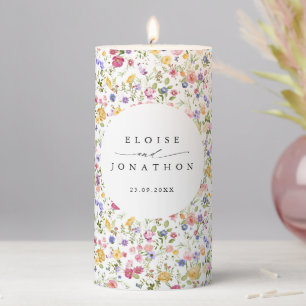 Colorful Spring Wildflower Meadow Garden Wedding  Pillar Candle