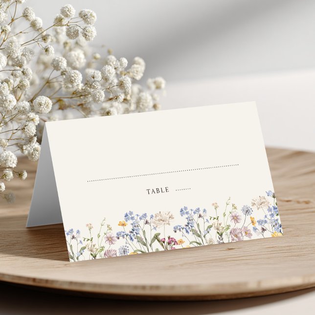 Colorful Spring Wildflower Meadow Garden Wedding  Place Card (Colorful Spring Wildflower Meadow Garden Wedding Place Card)
