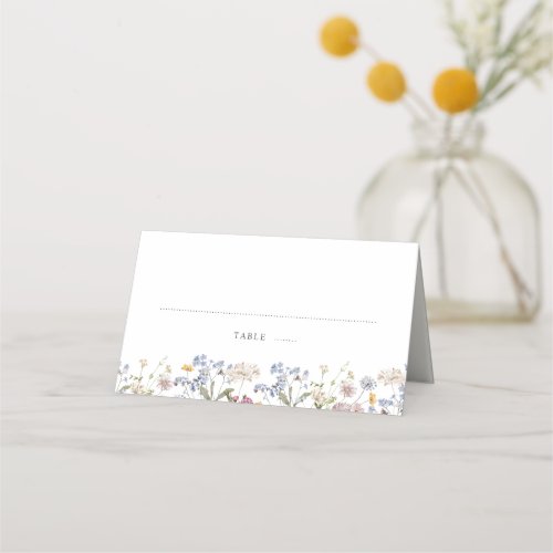 Colorful Spring Wildflower Meadow Garden Wedding  Place Card