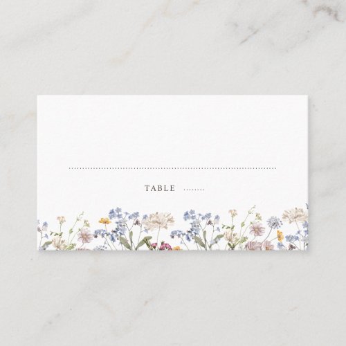 Colorful Spring Wildflower Meadow Garden Wedding  Place Card