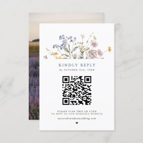 Colorful Spring Wildflower Meadow Garden Wedding  RSVP Card
