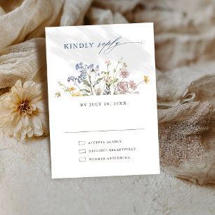 Colorful Spring Wildflower Meadow Garden Wedding RSVP Card