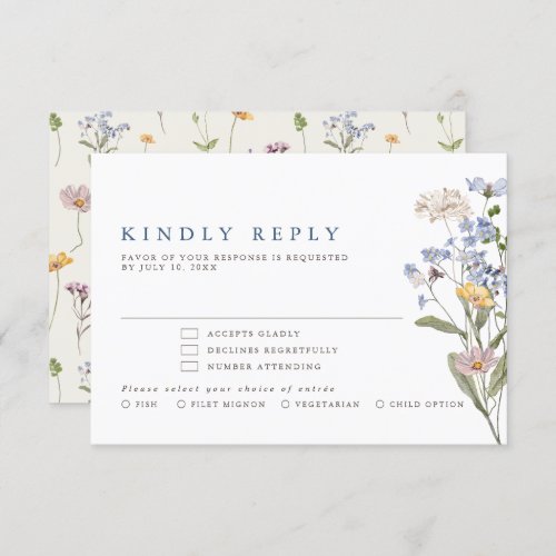 Colorful Spring Wildflower Meadow Garden Wedding  RSVP Card