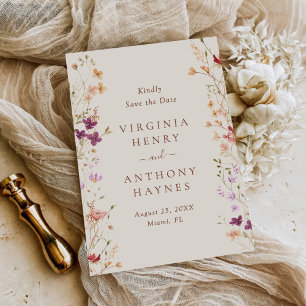 Colorful Spring Wildflower Meadow Garden Wedding  Save The Date