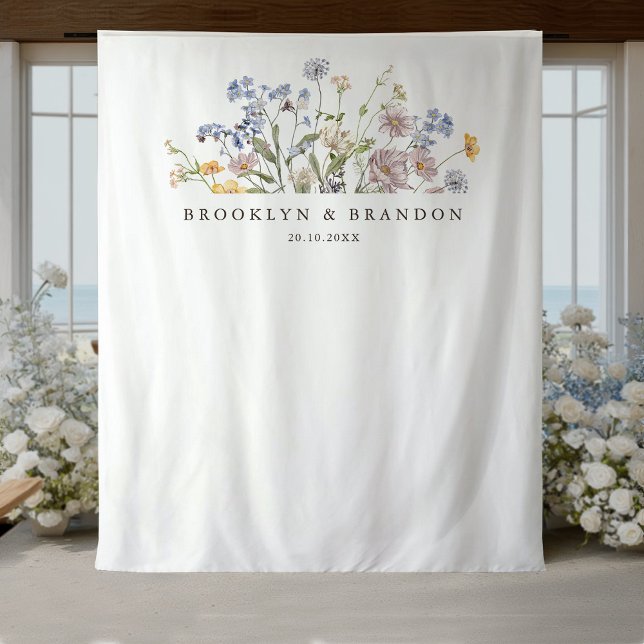 Colorful Spring Wildflower Meadow Garden Wedding  Tapestry (Creator Uploaded)