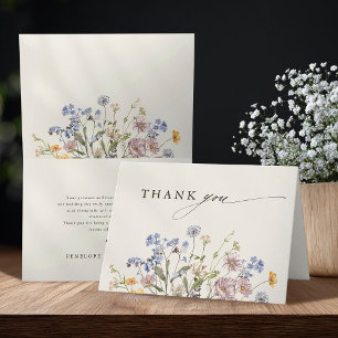 Colorful Spring Wildflower Meadow Garden Wedding Thank You Card