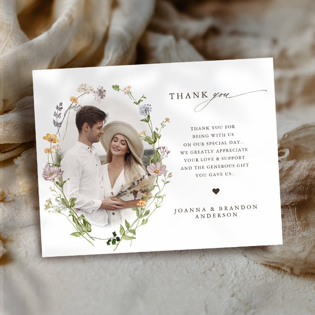 Colorful Spring Wildflower Meadow Garden Wedding  Thank You Card (Colorful Spring Wildflower Meadow Garden Wedding Thank You Card)