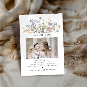 Colorful Spring Wildflower Meadow Garden Wedding  Thank You Card