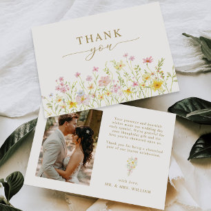 Colorful Spring Wildflower Meadow Garden Wedding Thank You Card