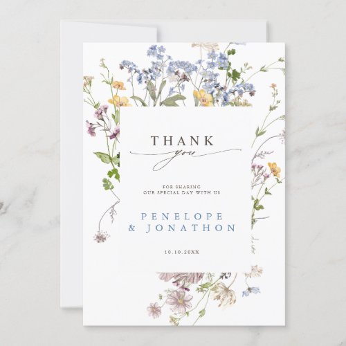 Colorful Spring Wildflower Meadow Garden Wedding Thank You Card