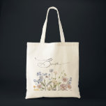 Colorful Spring Wildflower Meadow Garden Wedding  Tote Bag<br><div class="desc">Capture the beauty of nature on your special day with our exquisite wildflower watercolor bride tote bag. Elegant, unique, and blooming with love. Use the text fields to personalize your design with your own wording and details. If you want to change the font style, color or text placement, simply click...</div>