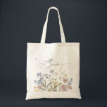 Colorful Spring Wildflower Meadow Garden Wedding  Tote Bag<br><div class="desc">Capture the beauty of nature on your special day with our exquisite wildflower watercolor bride tote bag. Elegant, unique, and blooming with love. Use the text fields to personalize your design with your own wording and details. If you want to change the font style, color or text placement, simply click...</div>