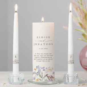 Colorful Spring Wildflower Meadow Garden Wedding Unity Candle Set