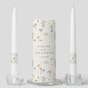 Colorful Spring Wildflower Meadow Garden Wedding   Unity Candle Set