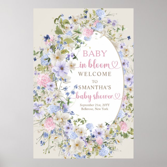 Colorful Spring Wildflower Meadow Garden Welcome Poster (Front)