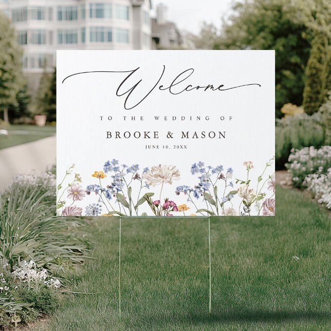 Colorful Spring Wildflower Meadow Garden  Welcome Sign (Colorful Spring Wildflower Meadow Garden Welcome Sign)