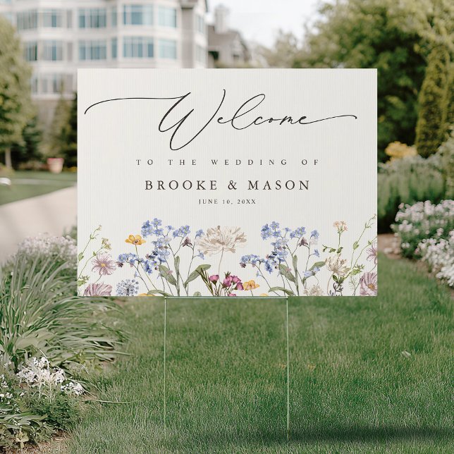 Colorful Spring Wildflower Meadow Garden  Welcome Sign (Colorful Spring Wildflower Meadow Garden Welcome Sign)