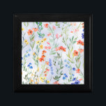 Colorful Spring Wildflower Meadow   Gift Box<br><div class="desc">A vintage style floral pattern design on blue background. The perfect romantic gift idea.</div>