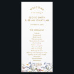 Colorful Spring Wildflower Meadow Gold Wedding  Program<br><div class="desc">Capture the beauty of nature on your special day with our exquisite wildflower watercolor wedding program. Elegant, unique, and blooming with love. Use the text fields to personalize your design with your own wording and details. If you want to change the font style, color or text placement, simply click the...</div>